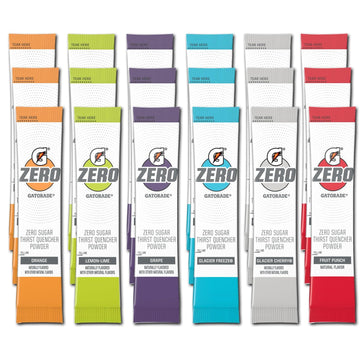 G Zero Powder - Electrolytes Powder Packets Variety - 18 Pack - 6 Flavor - Glacier Freeze, Orange, Grape, Fruit Punch, Lemon Lim