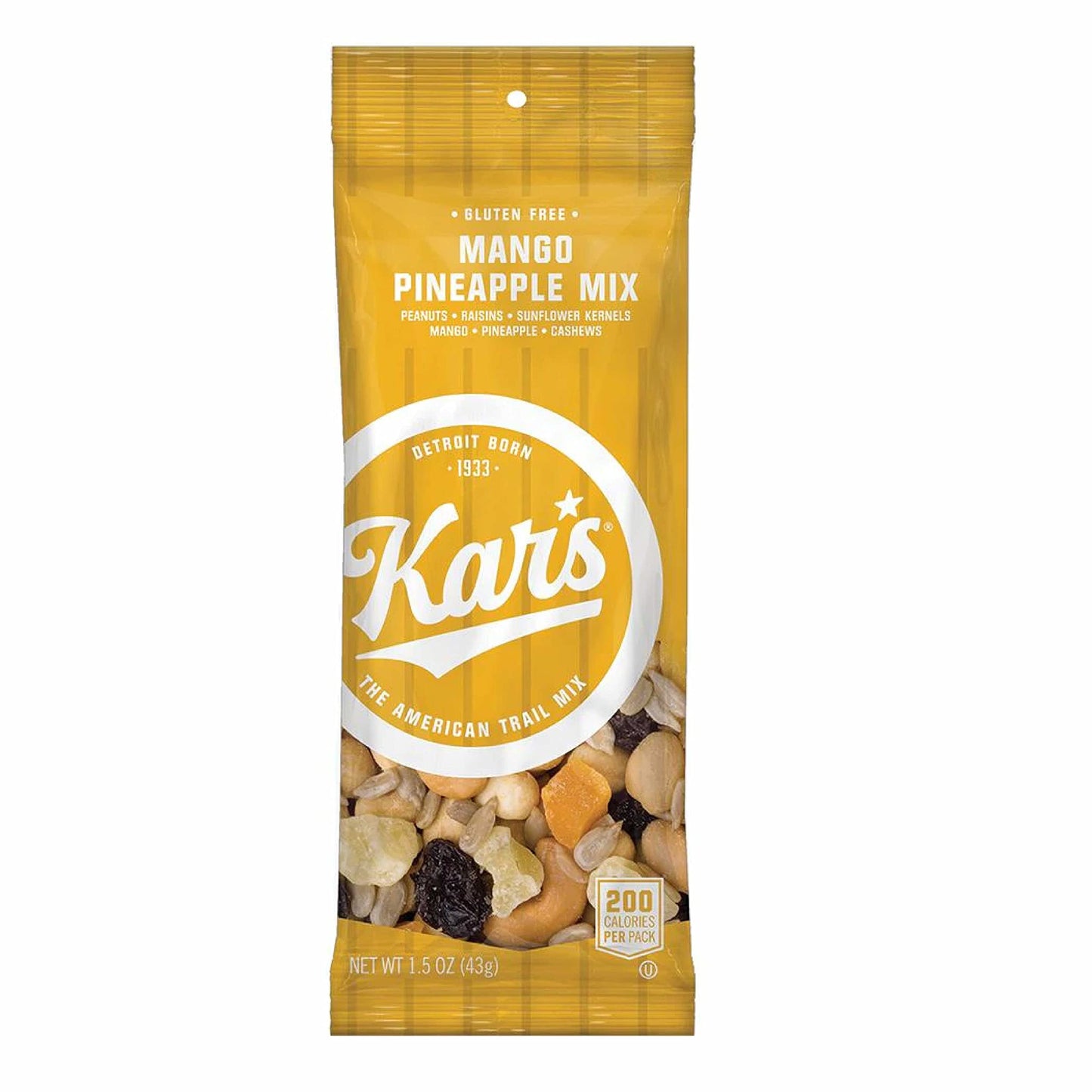 Kar S Nuts Unsalted Mango Pineapple Trail Mix, 1.5 Oz Individual Snack Packs - Bulk Pack Of 72, Gluten-Free Snack Mix