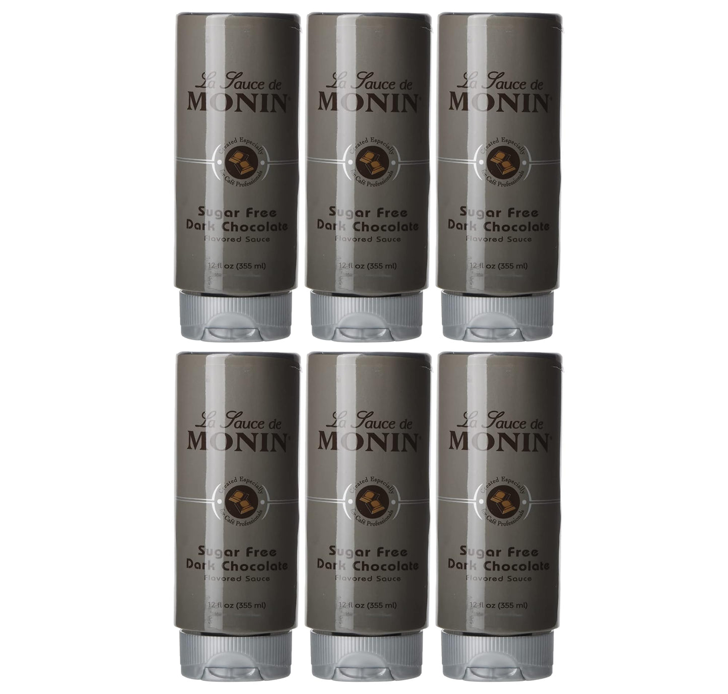 Monin - Sugar Free Dark Chocolate Sauce, Velvety and Rich, Great for Desserts, Coffee, and Snacks, Gluten-Free (12 Ounce, 6-Pack