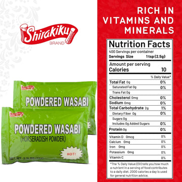 Shirakiku Wasabi Powder, Kosher Certified, 2.2 lb, Perfect for Asian Cuisine, 18.7 cm x 5 cm x 27.8 cm