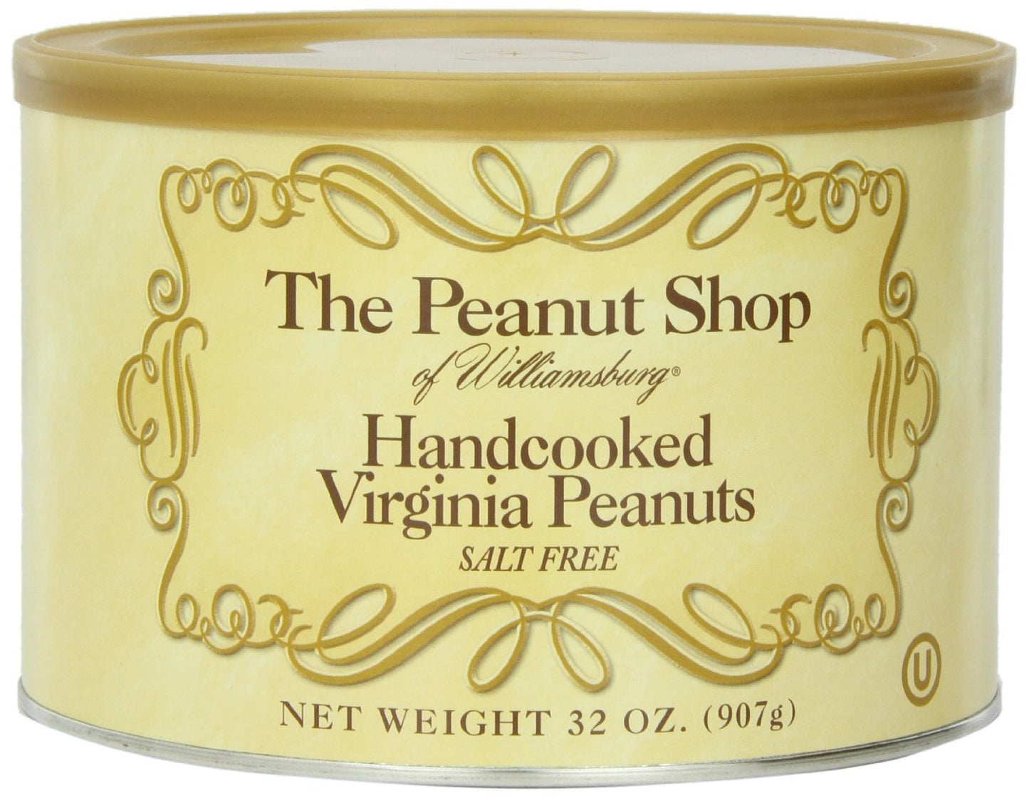 The Peanut Shop of Williamsburg Salt Free Handcooked Virginia Peanuts, 32-Ounce Tin