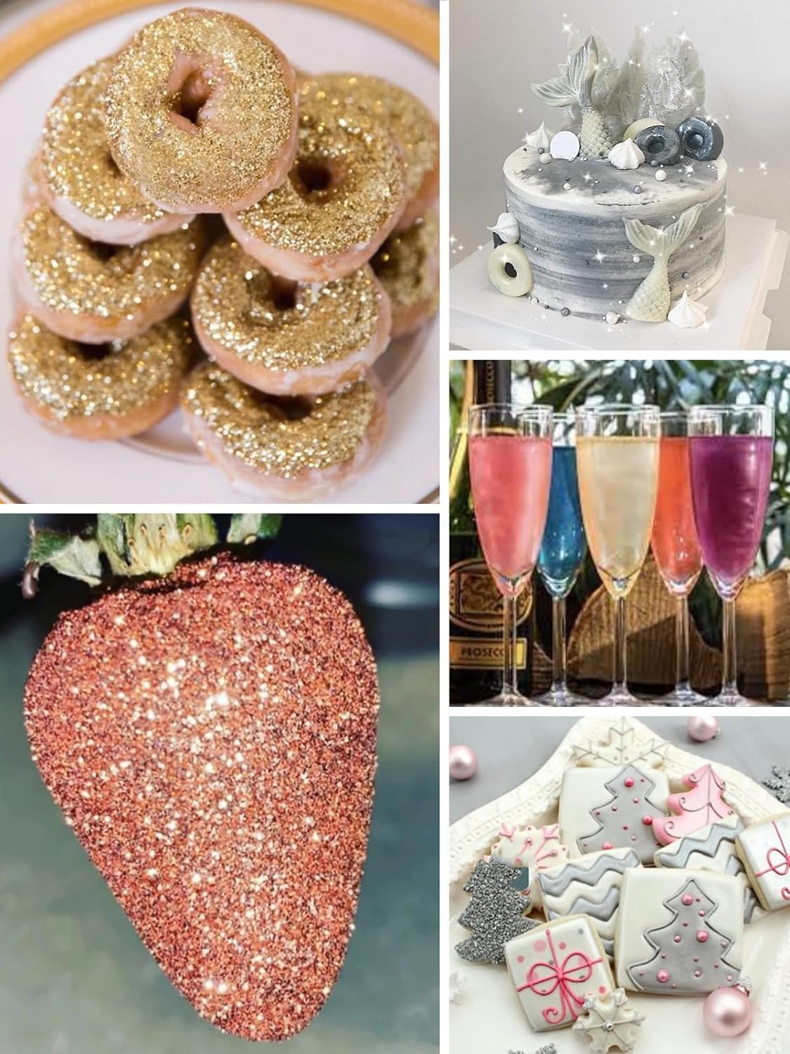 Shanlinly Gold Edible Glitter - Food Grade Shimmer Dust for Cakes, Cocktails, Vegan - 5g