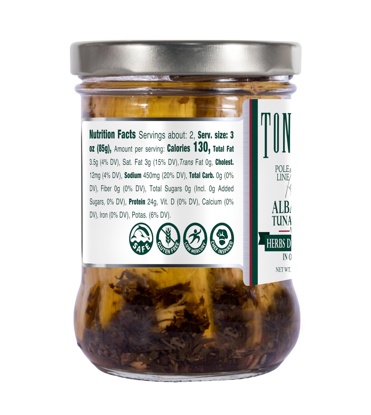 Tonnino Tuna Fish Albacore - Olive Oil With Herbs De Provence - Pack Of 6 - Alternative To Salmon - Protein Snacks - Ready To Ea