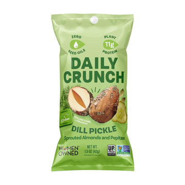 Daily Crunch Dill Pickle Sprouted Almonds Snack Pack, Zero Seed Oils, Keto Friendly, Gluten Free, 1.5Oz, 8 Pack