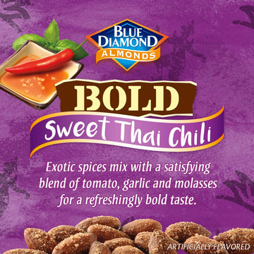 Blue Diamond Almonds Sweet Thai Chili Flavored Snack Nuts, 6 Oz Resealable Cans (Pack Of 12)