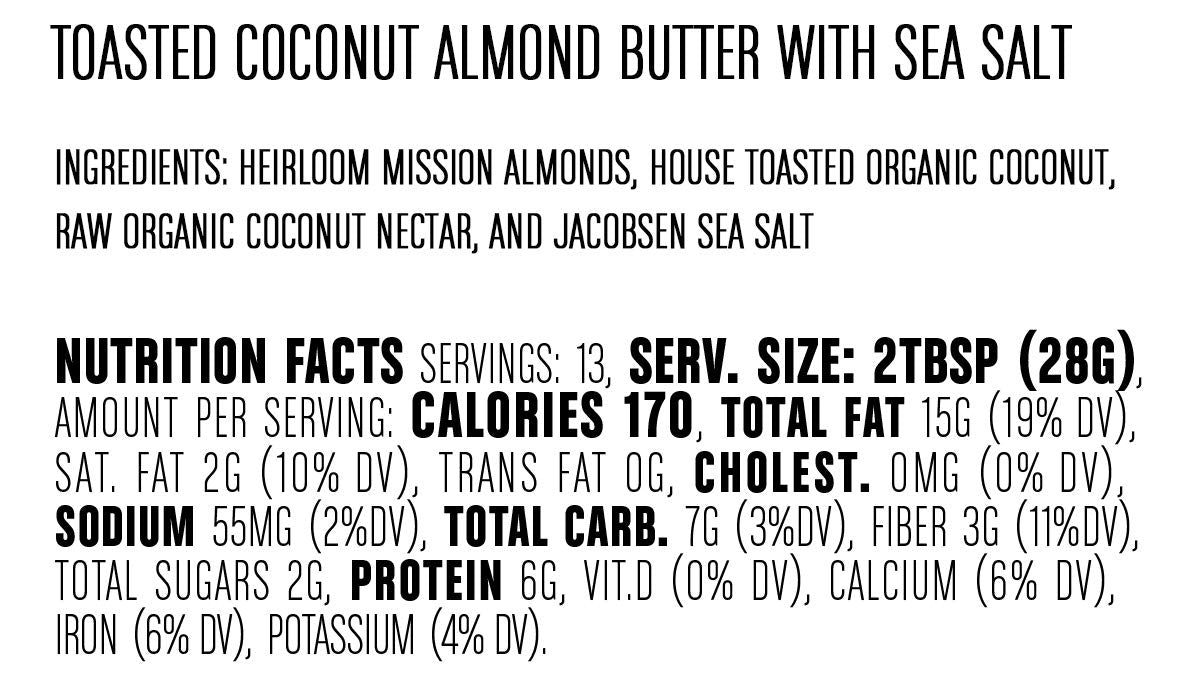 Big Spoon Roasters Toasted Coconut Almond Butter w/ Sea Salt - Keto Friendly, Low Sugar Almond Butter - Crunchy Almond Butter w/