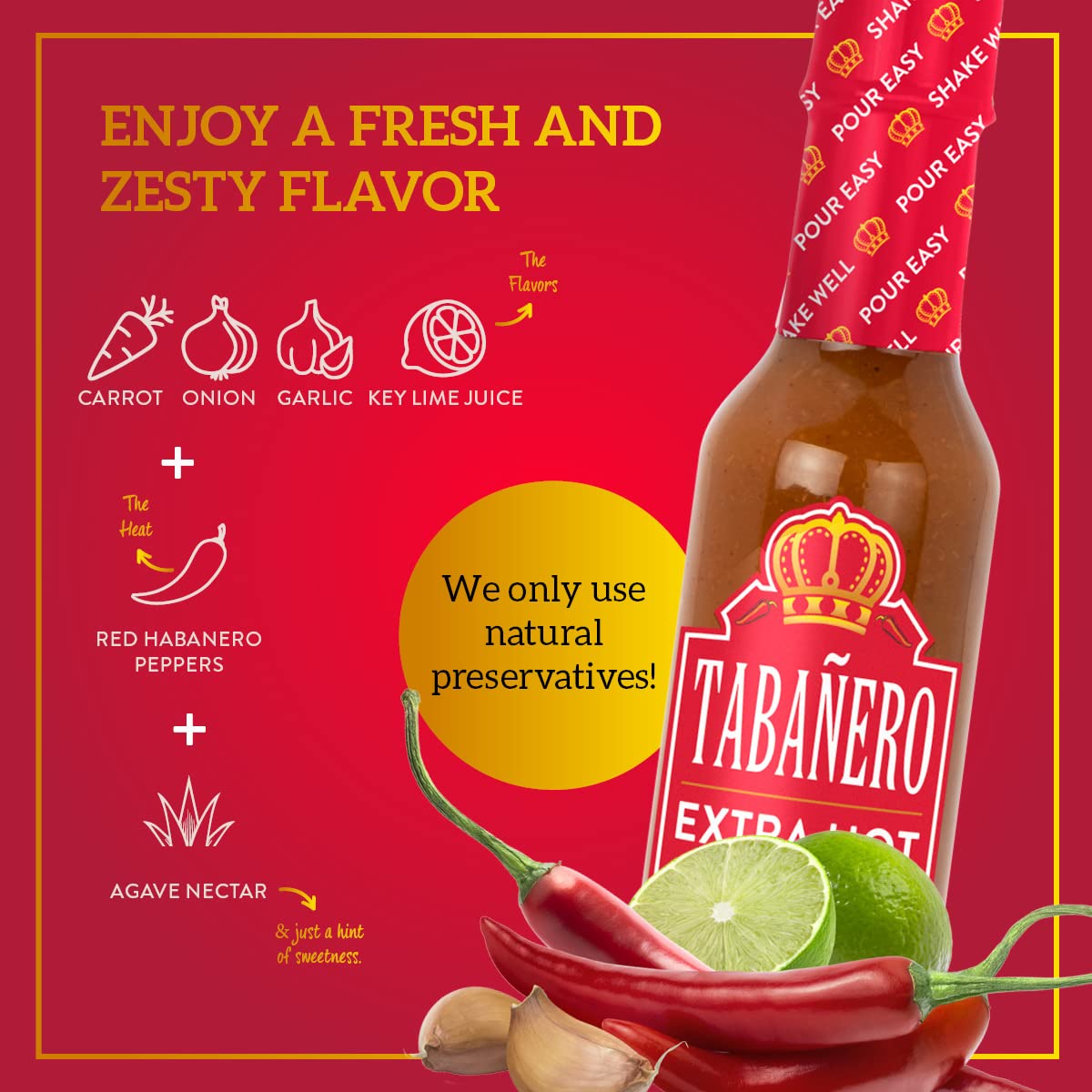 Extra Hot Hot Sauce By Tabaero, Gourmet Hot Sauce Gift, Fiesta Party Favors, All Natural, Gluten Free, Low Sodium, Vegan, Kosher