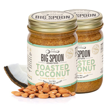 Big Spoon Roasters Toasted Coconut Almond Butter with Sea Salt - Keto Friendly, Low Sugar Almond Butter - Crunchy & Bee-Friendly