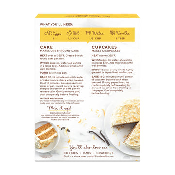 Simple Mills Almond Flour Mix, Vanilla Cupcake & Cake, 11.5 Oz (Packaging May Vary)