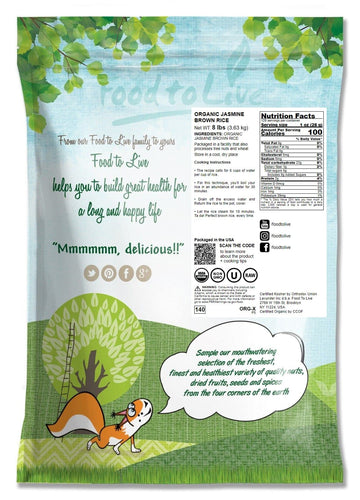 Food To Live Organic Brown Jasmine Rice, 8 Pounds - Non-Gmo, Whole-Grain Rice, Long-Grain Variety, Non-Irradiated, Kosher, Vegan