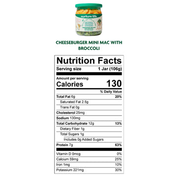Nurture Life Finger Foods, Cheeseburger Mini Mac With Broccoli, Freshly Made Baby & Toddler Meals, Stage 3 Finger Foods For Self