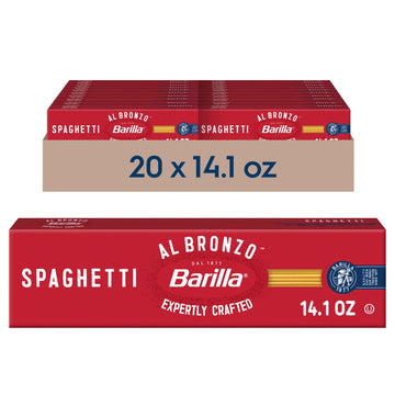 Barilla Al Bronzo Spaghetti Pasta 14.1 oz. (Pack of 20), Bronze Cut Pasta Created from a Reserve Batch Durum Wheat, Non-GMO, Kos