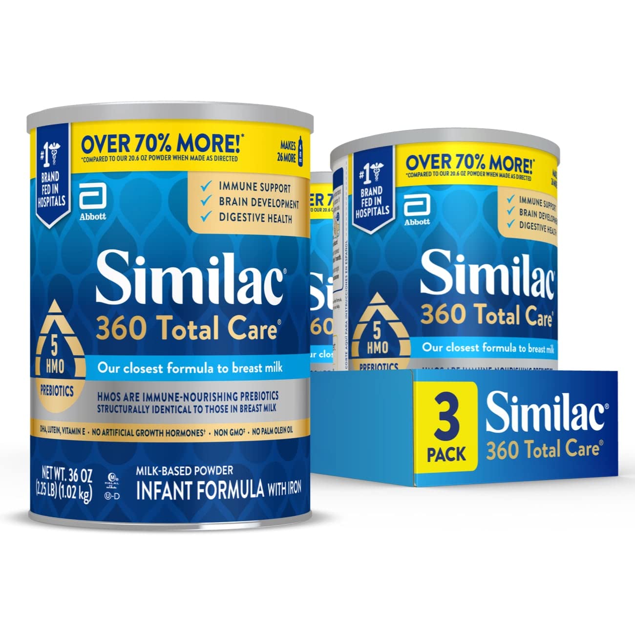 Similac 360 Total Care Infant Formula, Has 5 Hmo Prebiotics, Our Closest Prebiotic Blend To Breast Milk, Non-Gmo, Baby Formula P