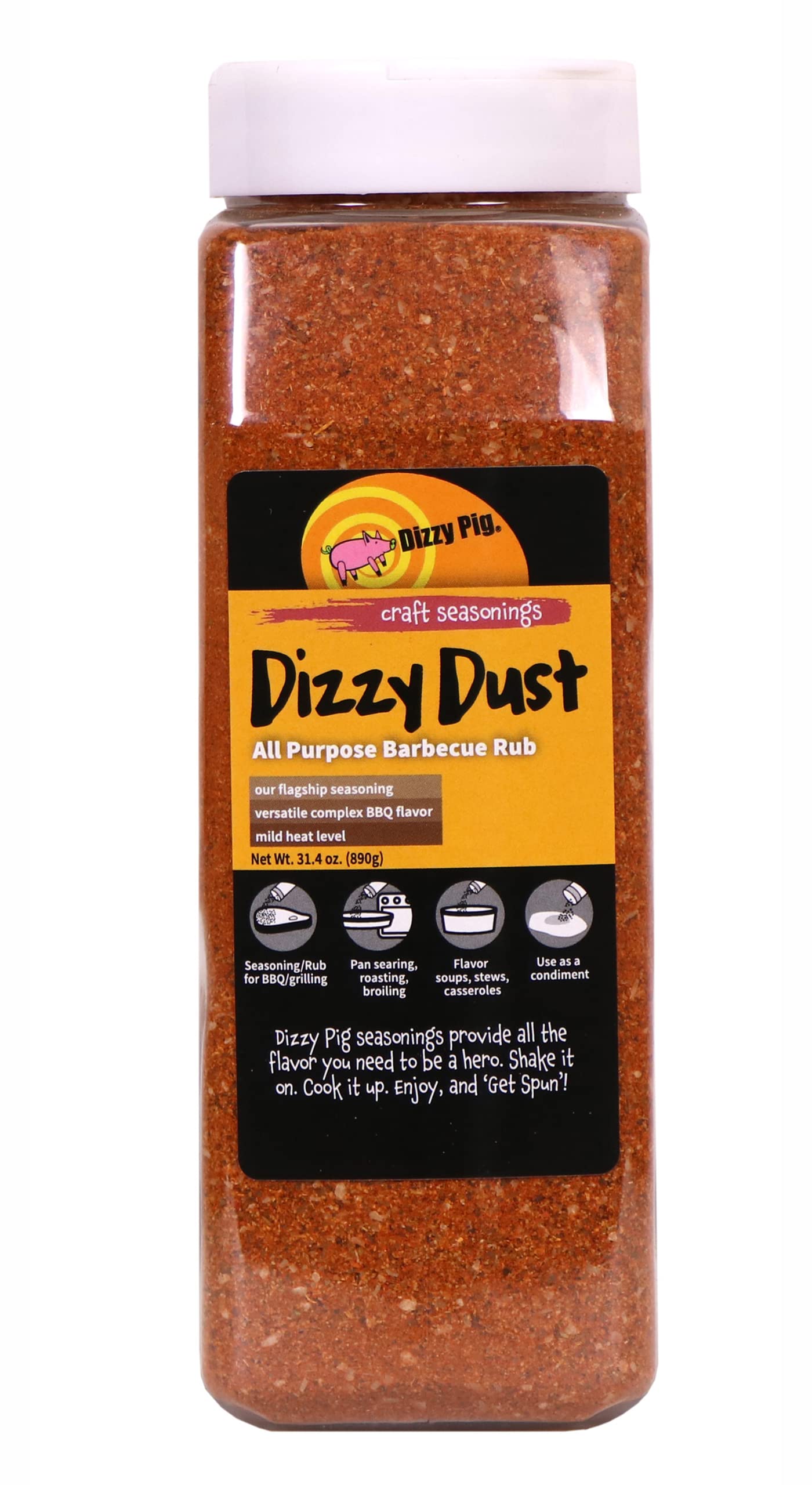 Dizzy Pig Dizzy Dust All-Purpose Barbecue Seasoning Rub (Quart Shaker) - Hand Made In The Usa - Seasons Around 120Lbs Of Food - Msg Free, Gluten Free