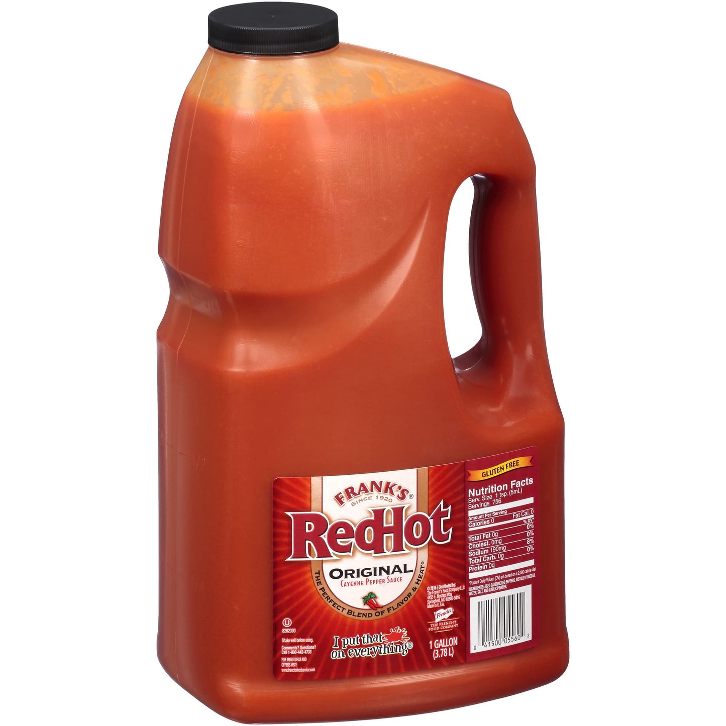 Franks RedHot Original Cayenne Pepper Hot Sauce, 1 Gallon Bulk - Red, Model 419660100