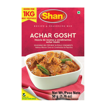Shan - Achar Gosht Seasoning Mix (50G) - Spice Packets For Meat In Pickle Condiments