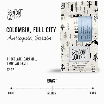 Mt Comfort Coffee Colombia Full City Roast, 12 Oz Bag - Bold & Robust Arabica Beans From Colombia, Full City Roasted For Rich Fl