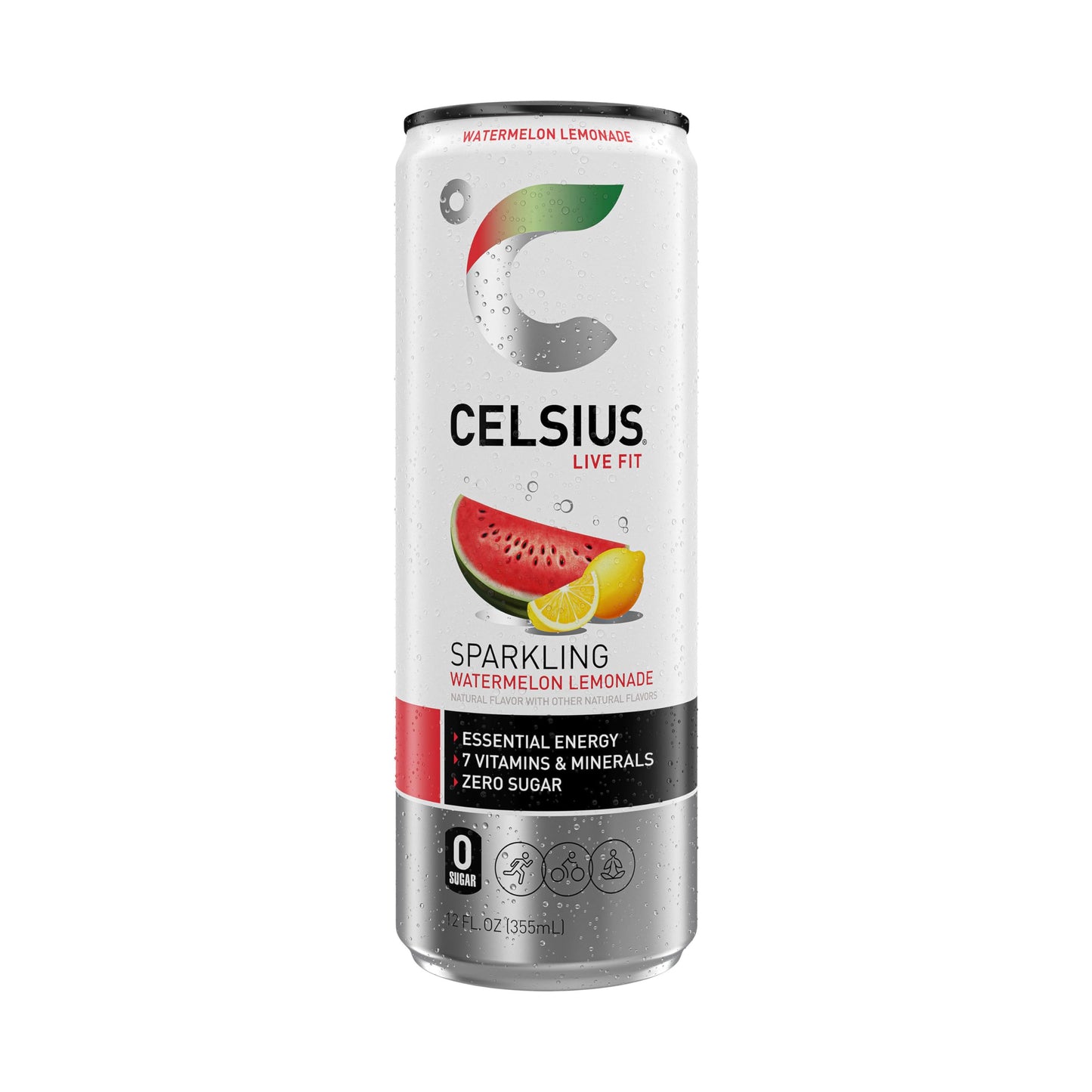 CELSIUS Sparkling Watermelon Lemonade Energy Drink, 12 Fl Oz (Pack of 12) - Functional, Refreshing, Essential Energy Beverage