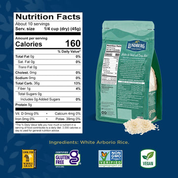 Lundberg White Arborio Rice - Short-Grain White Rice, Creamy Texture for Making Risotto, Rice Pudding, Healthy Food Recipes, Veg