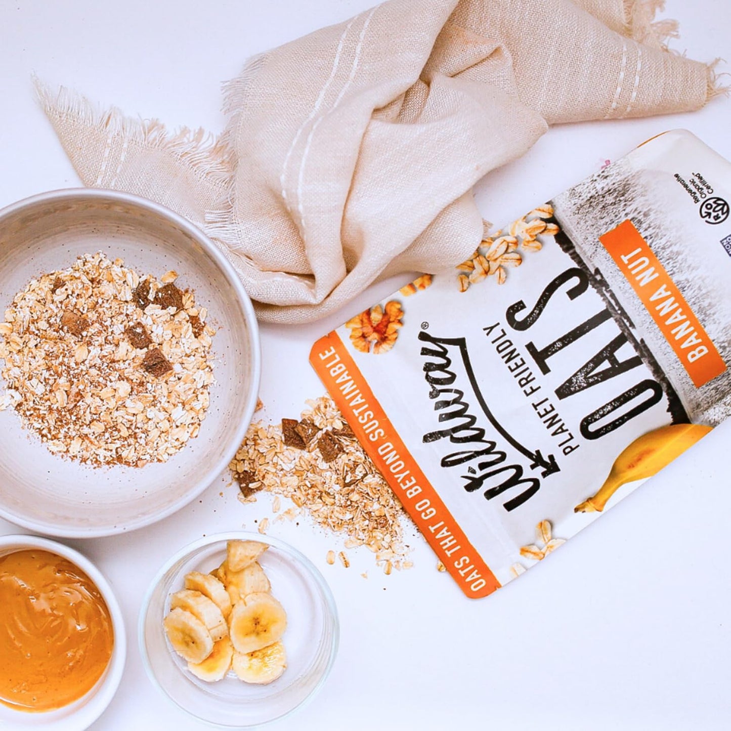 Wildway Organic Rolled Oats, Gluten-Free Overnight Oats, Non-GMO, Banana Nut, 9 Oz