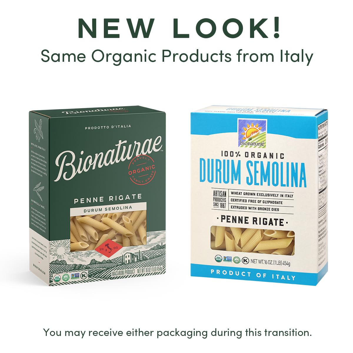 Bionaturae Penne Rigate Durum Semolina Pasta | Durum Semolina Penne Rigate | Non-GMO | Kosher | USDA Certified Organic | Made In