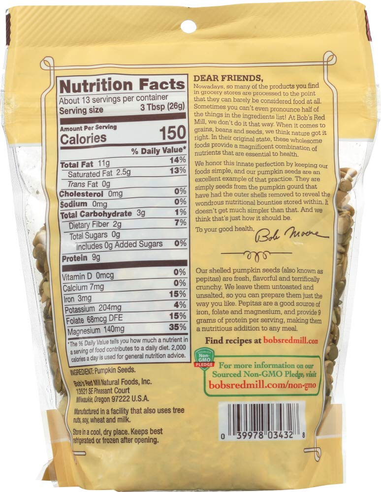 Bobs Red Mill Seeds Pumpkin Pack Of 6 Size 12 Oz (Gluten Free Kosher)