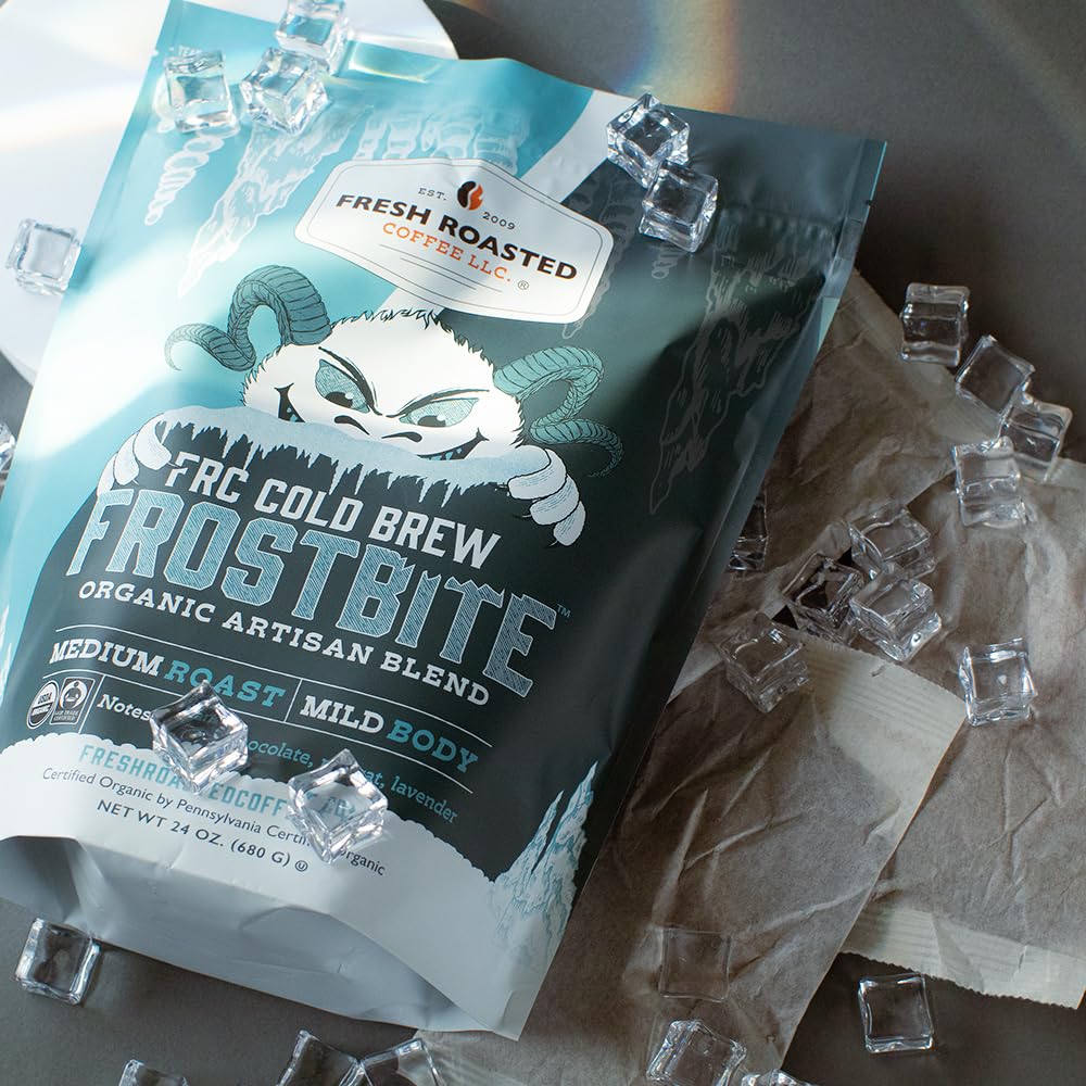 Fresh Roasted Coffee, Organic Frostbite Cold Brew Coffee In Filter Packs, Mold & Mycotoxin Tested Medium Roast, 12 Count, 24 Oz