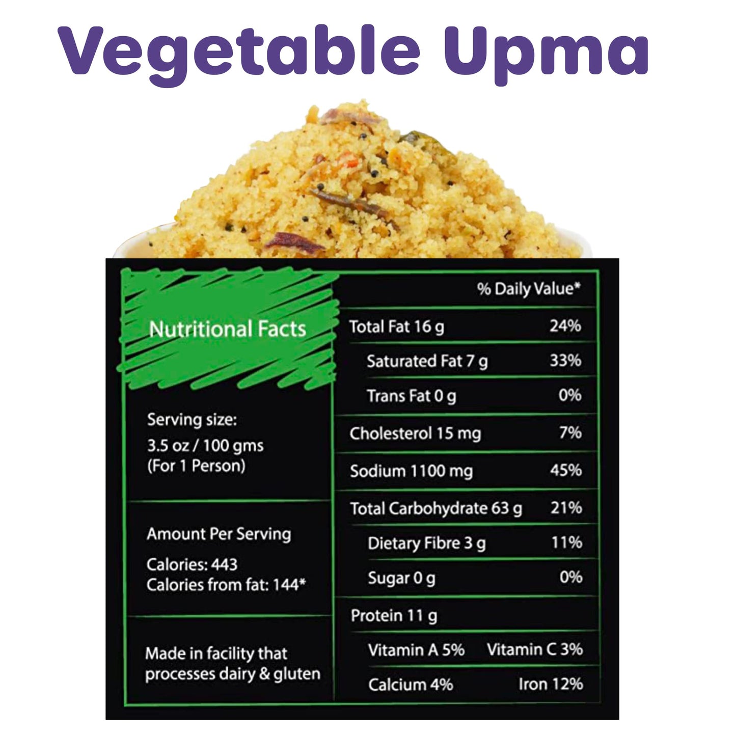 Kapka Vegetable Upma Cups Indian Food - 5 Pack - Ready to Eat Authentic Premade Vegan Upma - Microwavable Meals - Regional Flavo