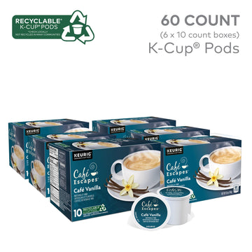 Caf Escapes Caf Vanilla Coffee Beverage, Single-Serve K-Cup Pods, 60 Count