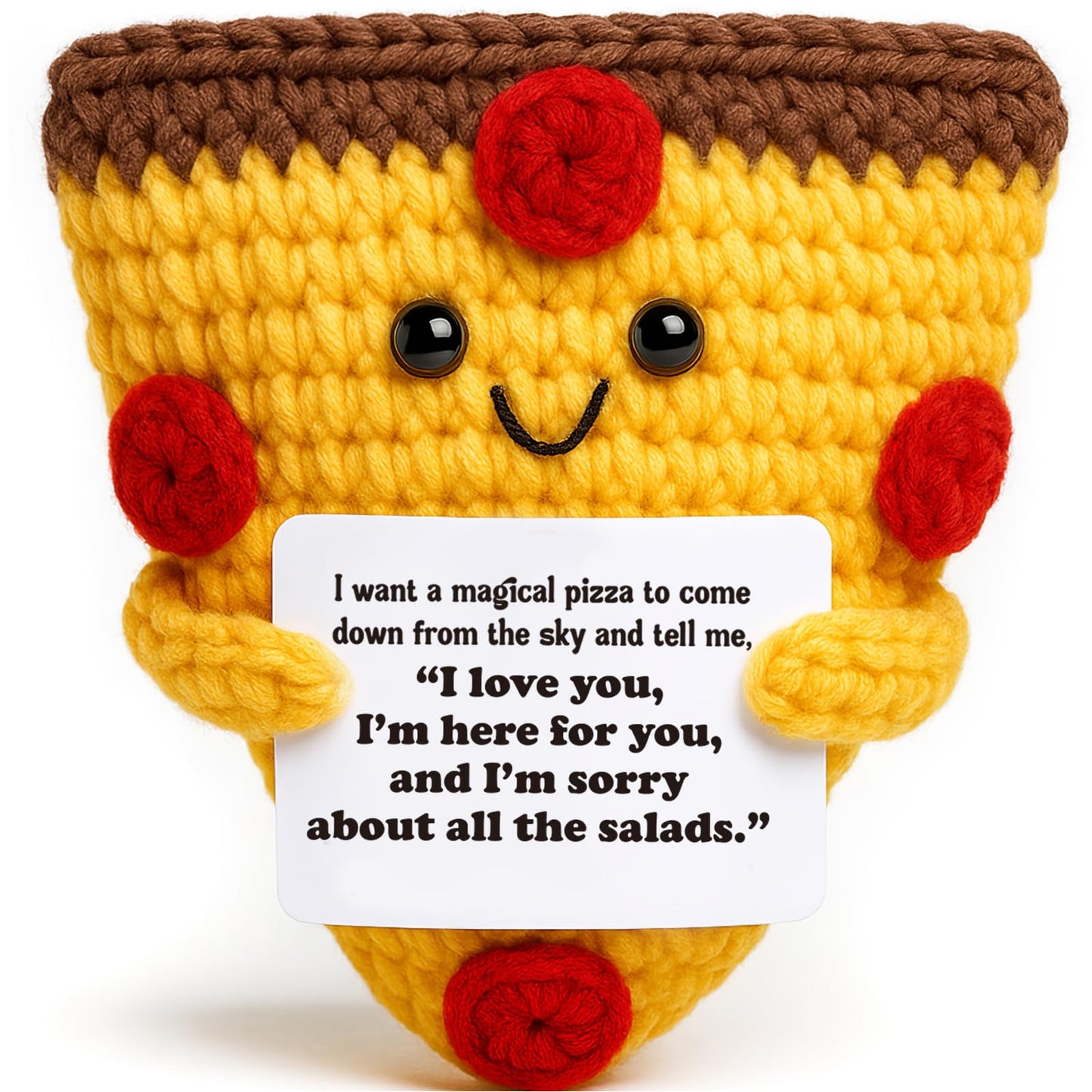 OCCdesign Mini Comfort Gifts for Him Her Couple Valentines Day I Love You Valentine Support Handmade Crochet Pizza Gift for Boyf