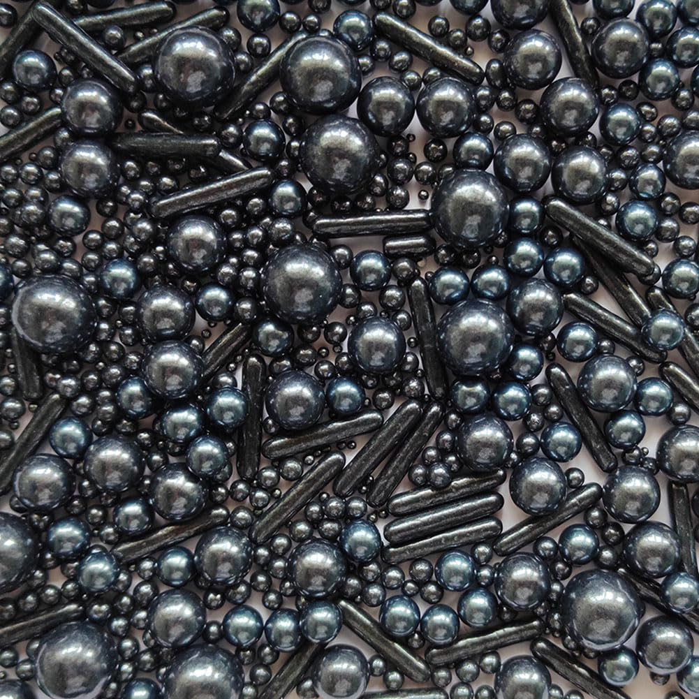 Edible Black Pearl Sugar Sprinkles Candy Mix Size Baking Edible Cake Decorations Cupcake Toppers Cookie Decorating Wedding Party
