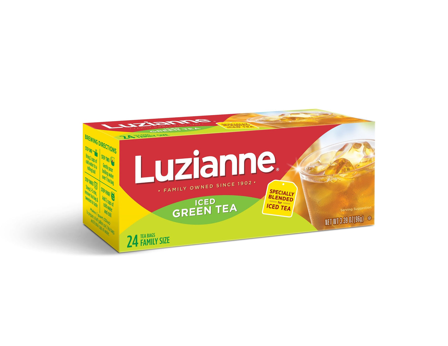 Luzianne Green Tea Bags, Family Size; Unsweetened; 144 Tea Bags (6 Boxes Of 24 Count Pack), Specially Blended For Iced Tea; Clea