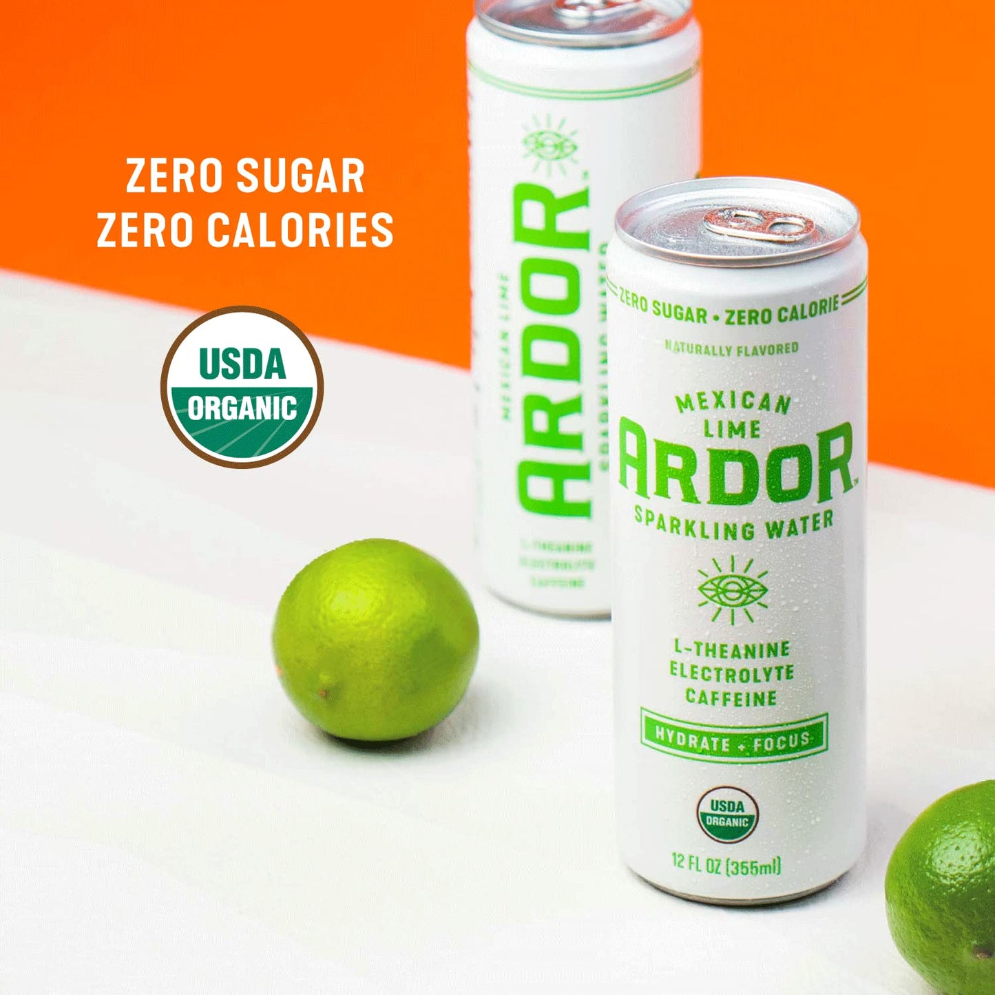 ARDOR ENERGY Sparkling Water, Tropical Variety, 12 Pack, 12 Ounce, Vegan, Gluten Free, 100mg Organic Caffeine, 200mg L-Theanine