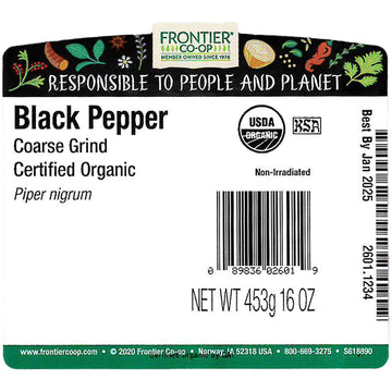 Frontier Co-op Organic Black Pepper (Coarse Grind) 1lb