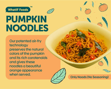 Healthy Instant Pumpkin Noodles Unflavored | Vegan, Air Fried, Lower Sodium, 16G Protein & 6G Fiber | For Ramen, Wok, Stir Fry |