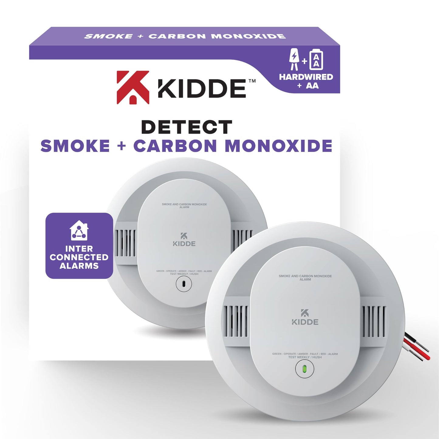 Kidde Hardwired Smoke & Carbon Monoxide Detector, Aa Battery Backup Smoke Alarm, Interconnectable, Led Warning Light Indicators,