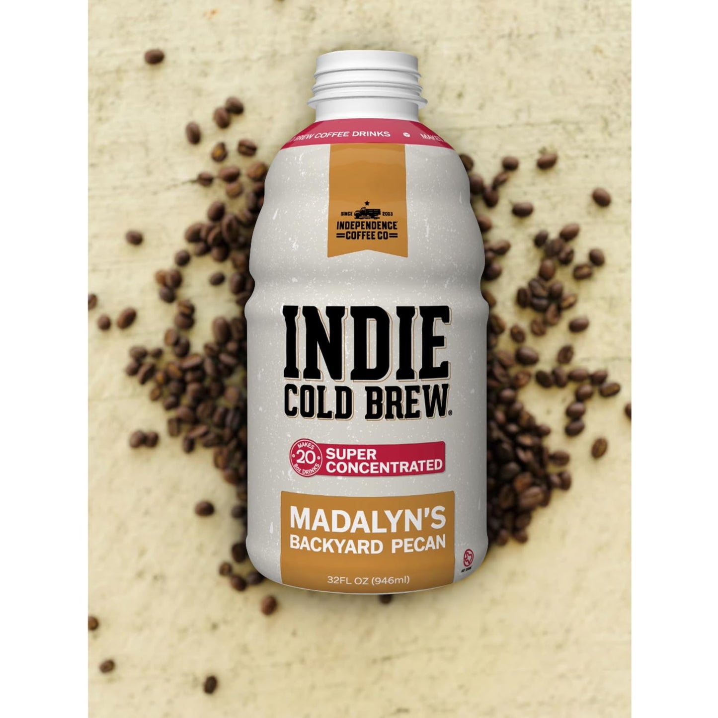 Independence Coffee Co. Indie Cold Brew Coffee Concentrate, Madalyn'S Backyard Pecan Flavored Mellow Body, Light Roast, 32 Fluid