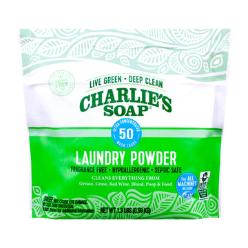 Charlieas Soap Laundry Powder (50 Loads, 1 Pack) Hypoallergenic Deep Cleaning Washing Powder Detergent - Eco-Friendly, Safe, And