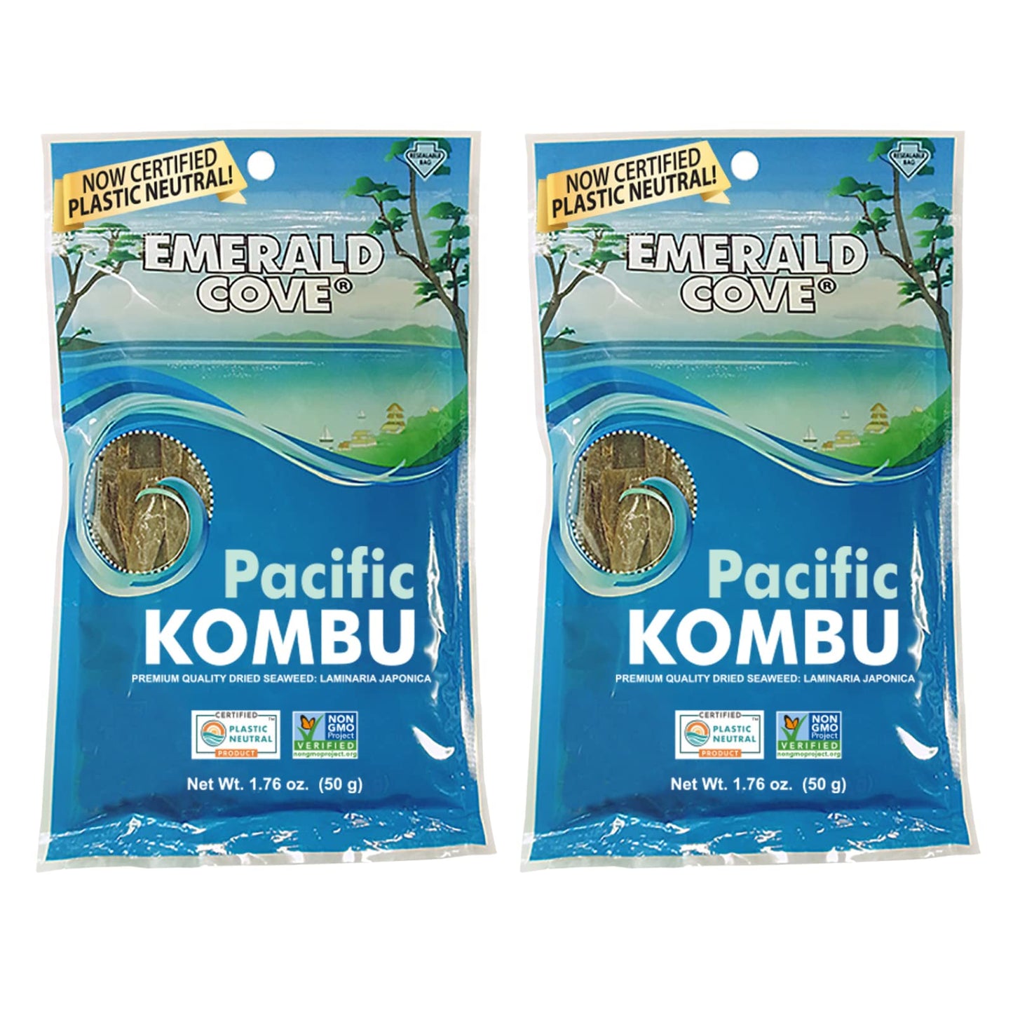 Emerald Cove Pacific Kombu, Premium Dried Seaweed Strips (Kelp), Great For Dashi Stock, Non-Gmo, 1.76 Oz (2 Pk)