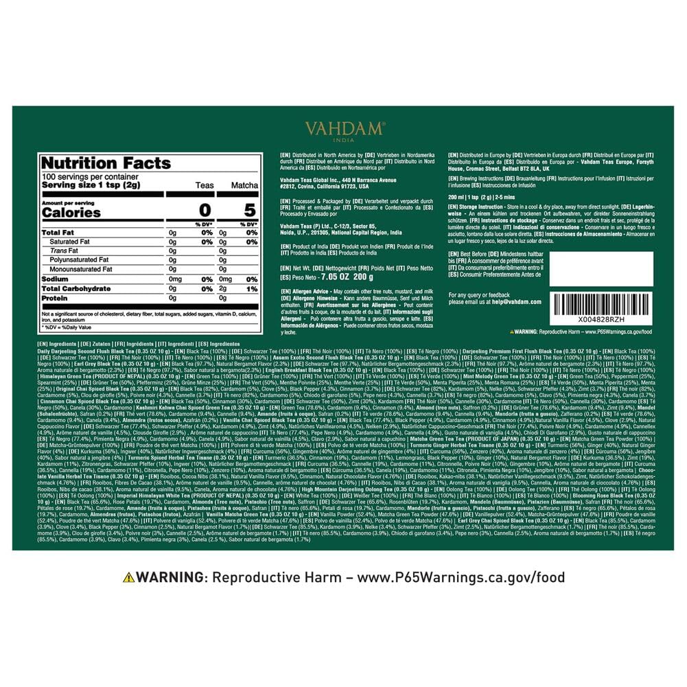 Vahdam World Tea Sampler (20 Teas) – Assorted Tea Variety Pack | Black, Green, Chai & Herbal Loose Leaf Teas | Tea Gift Set For Women & Men