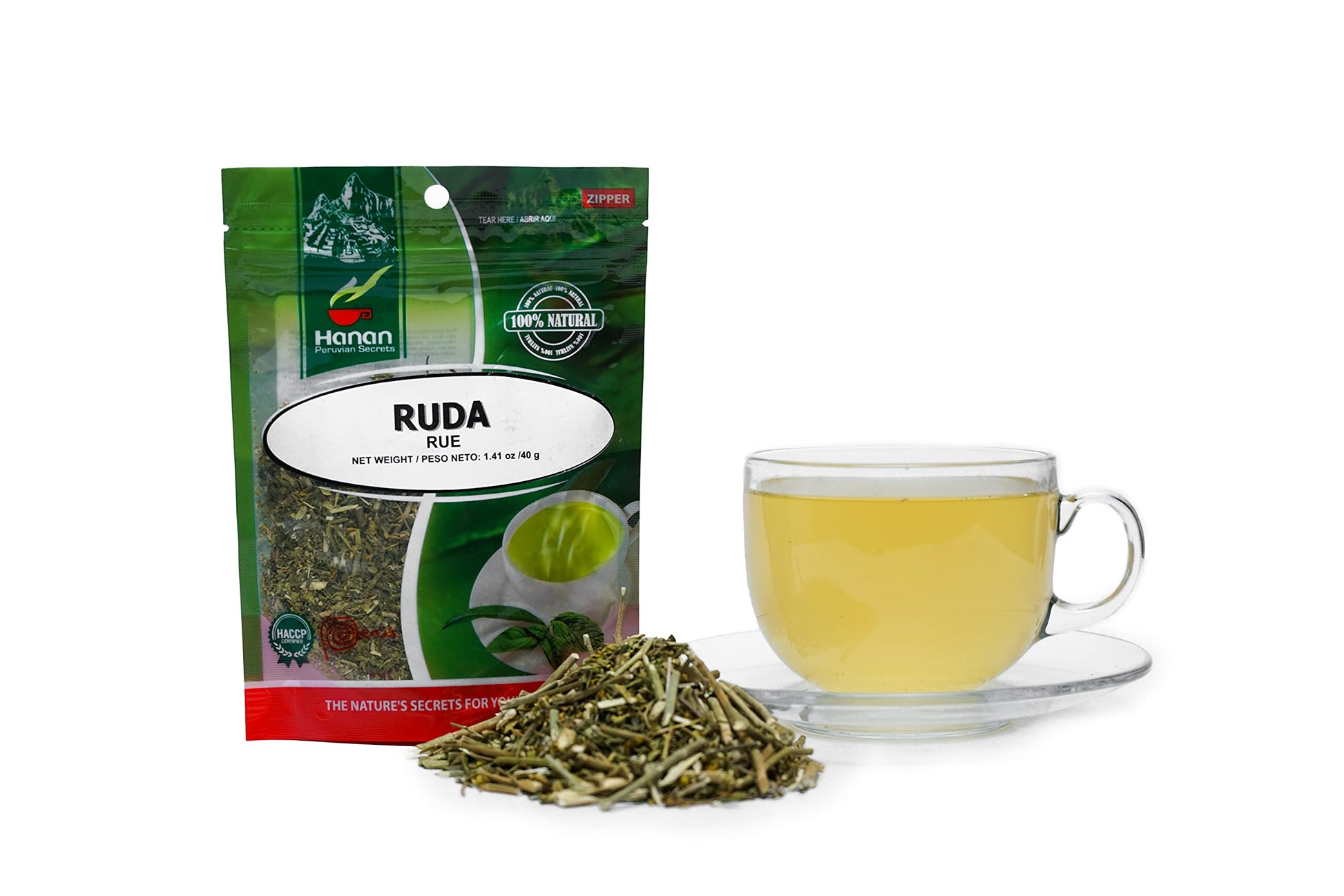 Hanan Peruvian Secrets Ruda | 100% Natural Rue Leaves/Stems | 1.41Oz / 40G |Natural Calmative And Digestive Aid|Culinary Uses|He