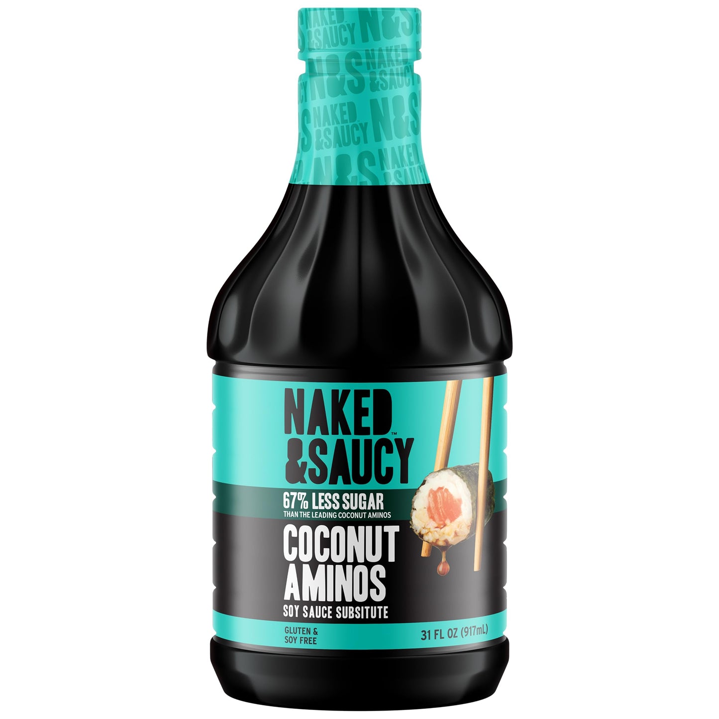 Naked & Saucy Coconut Aminos Soy Sauce Substitute, Gluten-Free, Vegan, 31 fl oz, Black