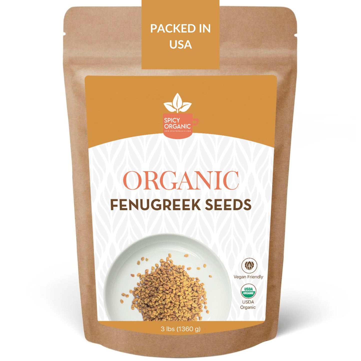 SPICY ORGANIC Fenugreek Seeds 3 lbs. - Whole Methi Seeds for Tea, Hair Care, and Indian Spice Cooking - USDA Certified Organic,