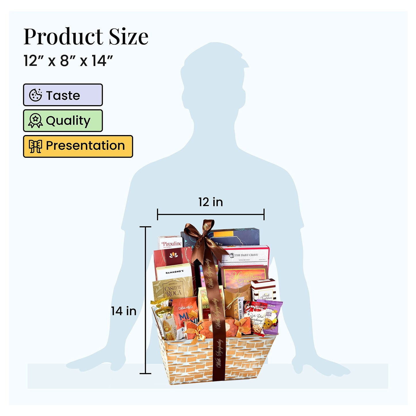 Broadway Basketeers Gourmet Gift Basket, Kosher Sympathy Food Gift, 12 x 8 x 14, Assorted, Model S-WCK-LID