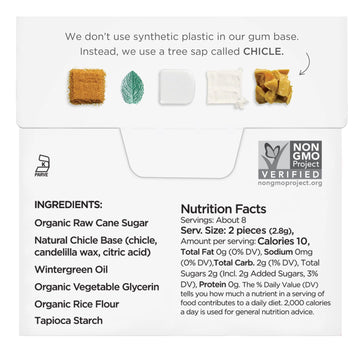 Simply Gum Wintergreen Chewing Gum, Plastic-Free, Vegan, 6 Pack (90 Pieces), Green