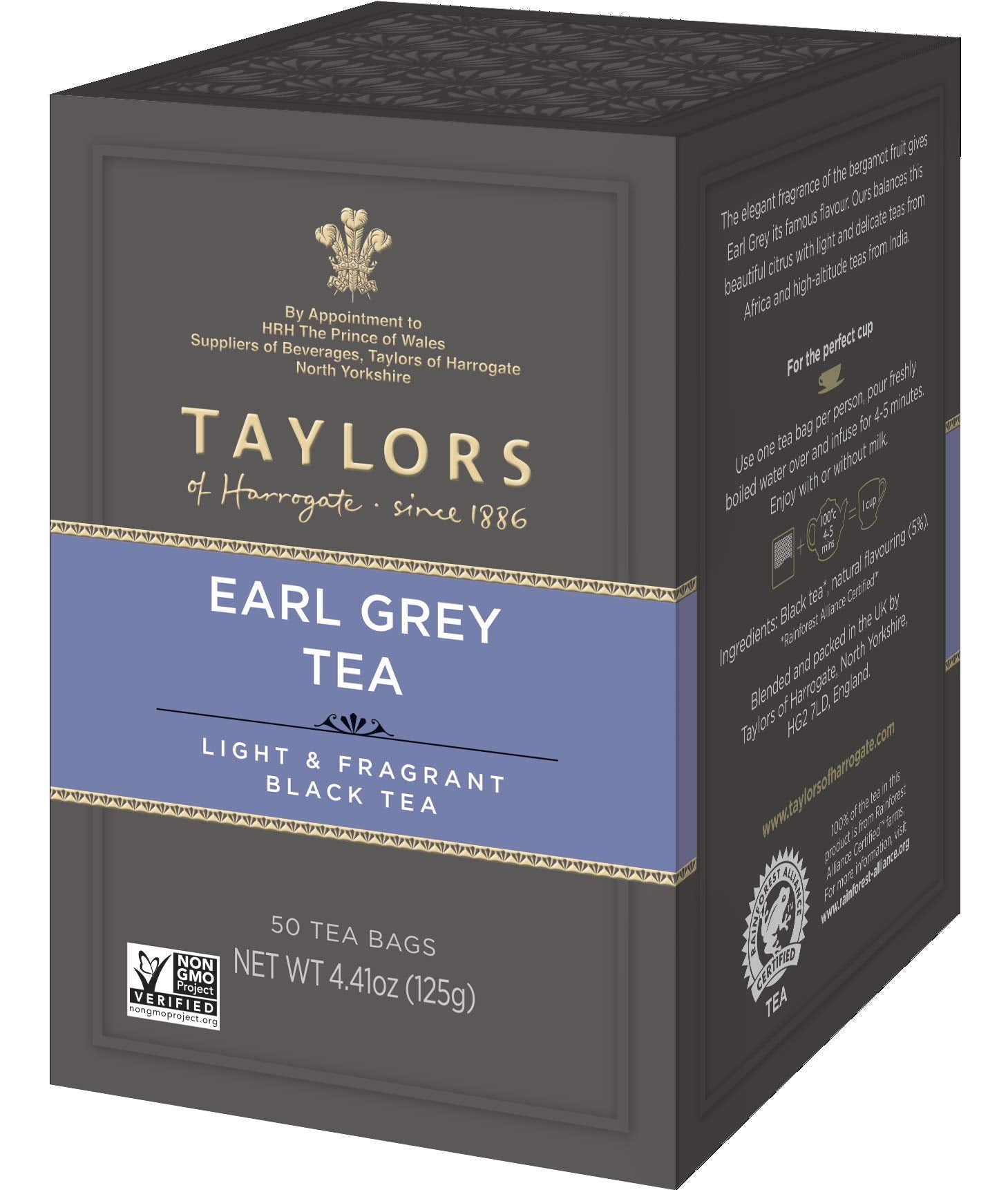 Taylors Of Harrogate Earl Grey Tea, 50 Count, Black