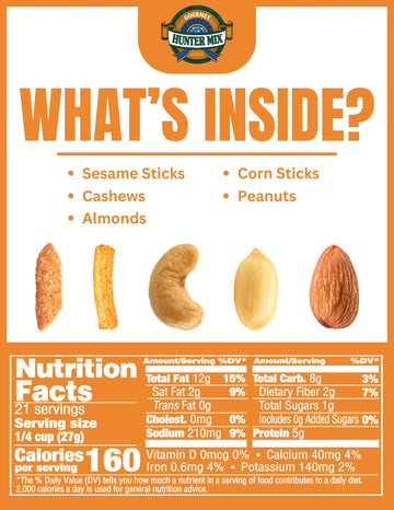Southern Style Nuts Cheesy Cheddar Hunter Mix, 20 Ounces, Peanuts, Sesame Sticks, Corn Sticks, Almonds, and Cashews