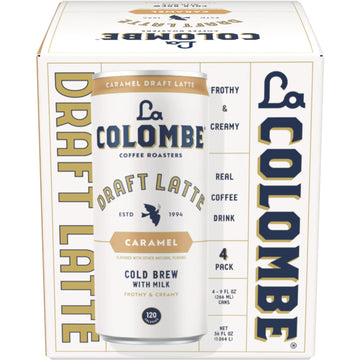 La Colombe Coffee, Caramel Latte, 9 Fl Oz Cans, 4 Pack, Café Frothy Texture, Real Ingredients Like Oatmilk & Sugar, Specialty Grade Coffee Beans, Ready-To-Drink On-The-Go