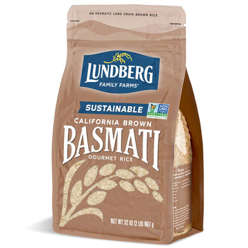 Lundberg Basmati Rice, Long Grain Brown Rice - Non-Sticky, Fluffy Aromatic Rice, Sustainably Grown In California, Pantry Staples, 32 Oz