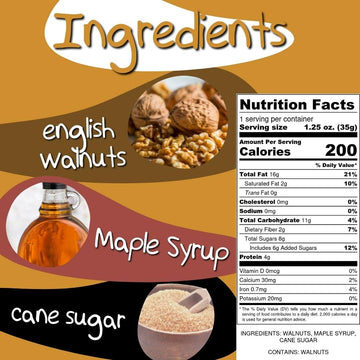 Crazy Go Nuts Walnuts Maple - Glazed Walnuts, Healthy Snacks, Vegan, Low Carb, Gluten Free, Superfood - Natural, Non-Gmo, Ala, O